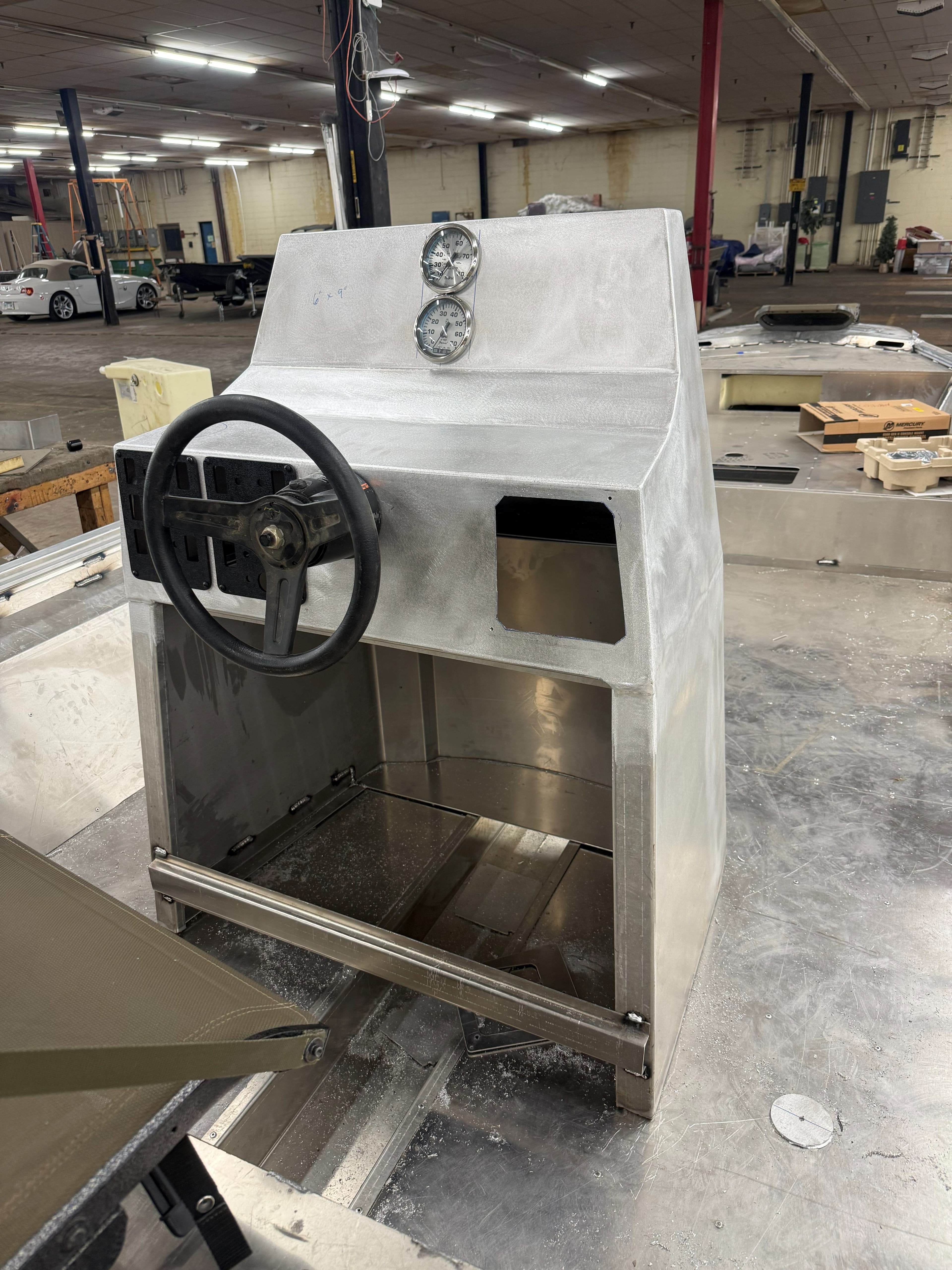 Sneak peek of the Liberty Looper helm console being built at the War Eagle factory