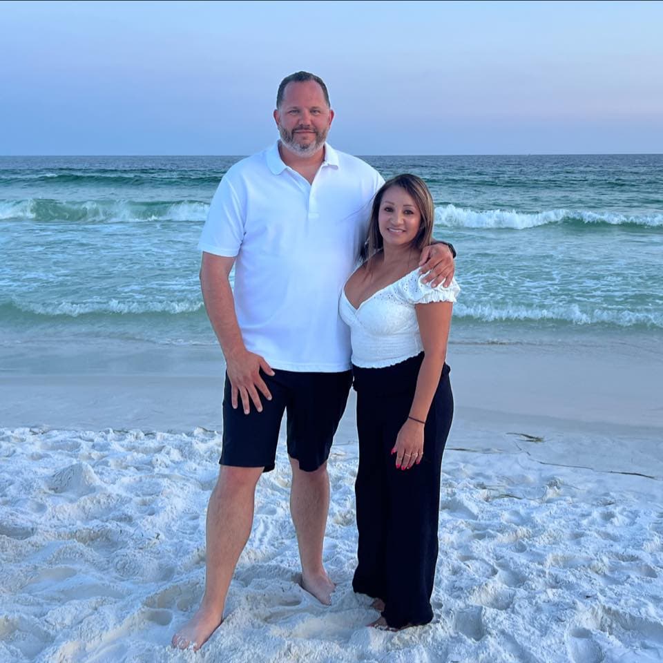 Jason and Maria at sunset on the beach